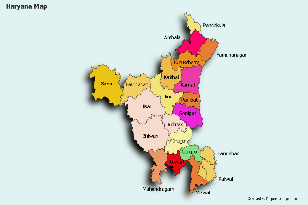 Haryana District Map, Haryana Political Map